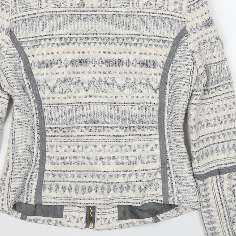 H&M Womens White Geometric Jacket Size XS