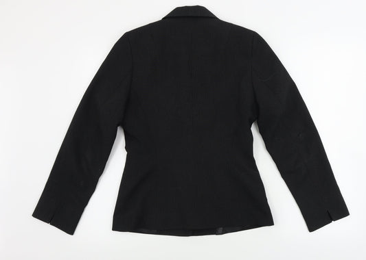 Exact Womens Black Striped Jacket Blazer Size 6
