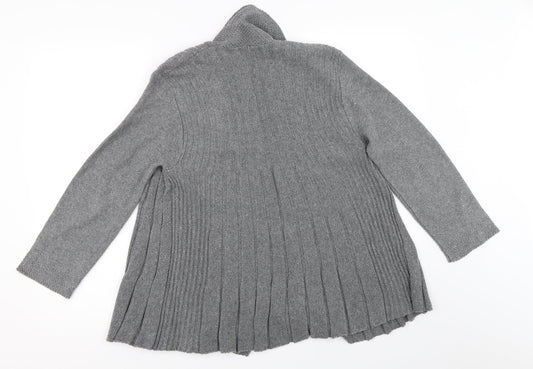 Womens UK Size M Pure & Natural Grey Cardigan Jumper