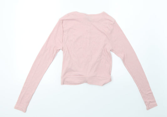 newlook Girls Pink Knit Pullover Sweatshirt Size 14-15 Years - cropped