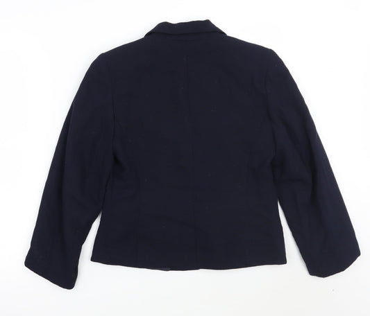 Back view of AMARANTO women’s blue jacket blazer, size UK 10
