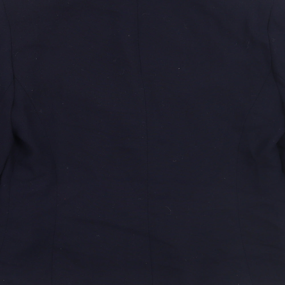 Brand and care label for AMARANTO women’s blue jacket blazer, size UK 10