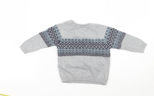 TU Baby Grey Geometric Pullover Jumper Size 3-6 Months