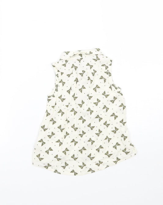 F&F Girls Ivory Geometric Basic Button-Up Size 12-18 Months