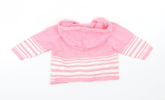 Girls Pink Striped Jacket Size 6-9 Months