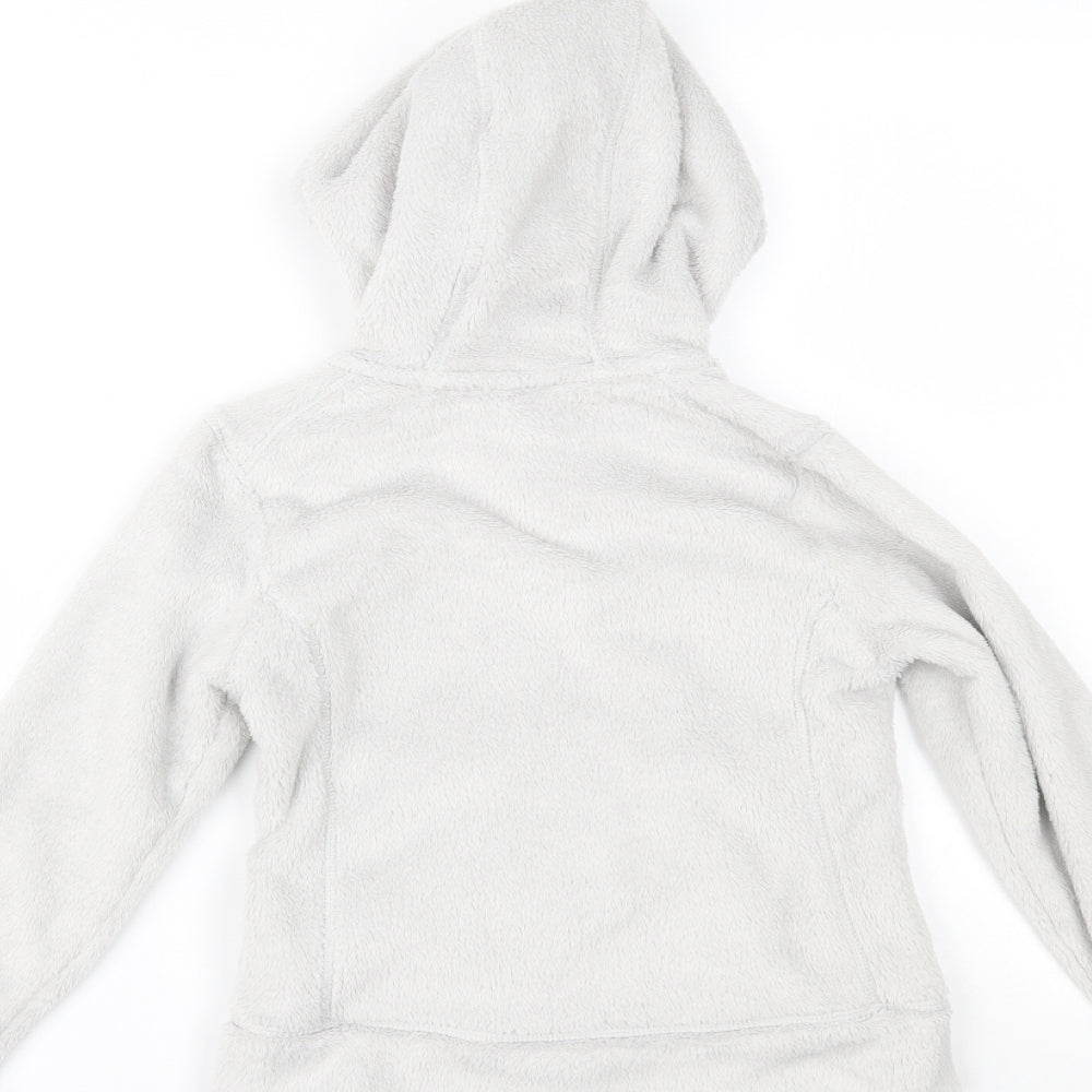 DECATHLON Girls White Full Zip Hoodie Size 8 Years
