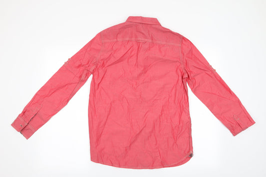 Weather Mens Red Button-Up Size M