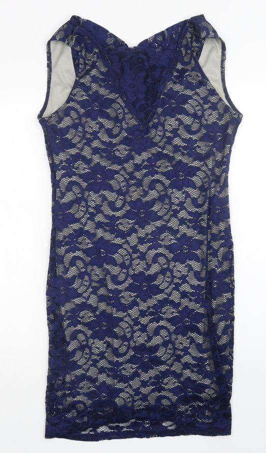 Mela London Womens Blue Floral Sheath Size 14