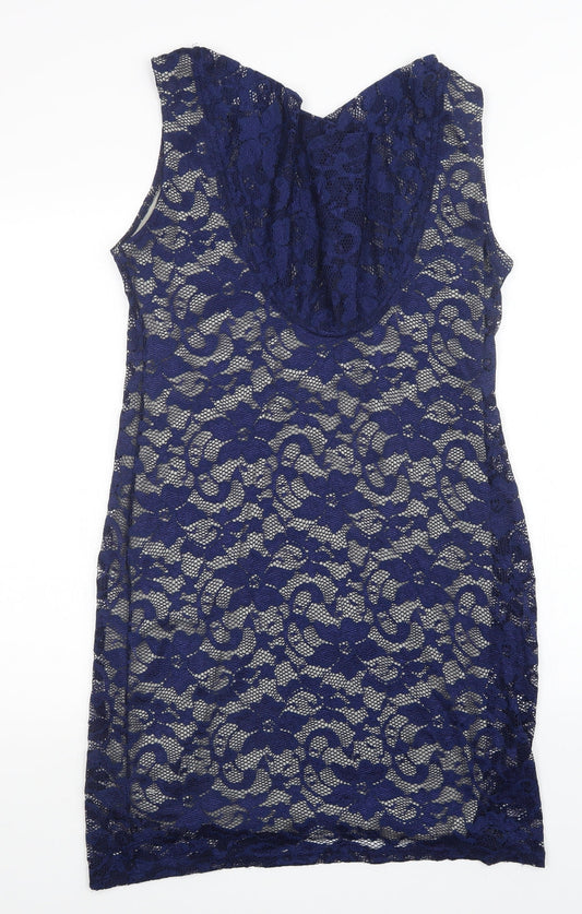 Mela London Womens Blue Floral Sheath Size 14