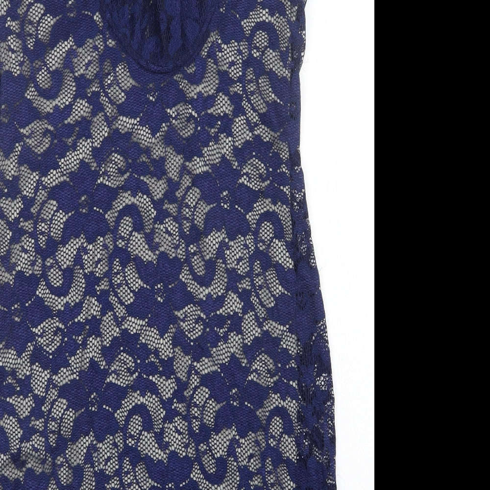 Mela London Womens Blue Floral Sheath Size 14