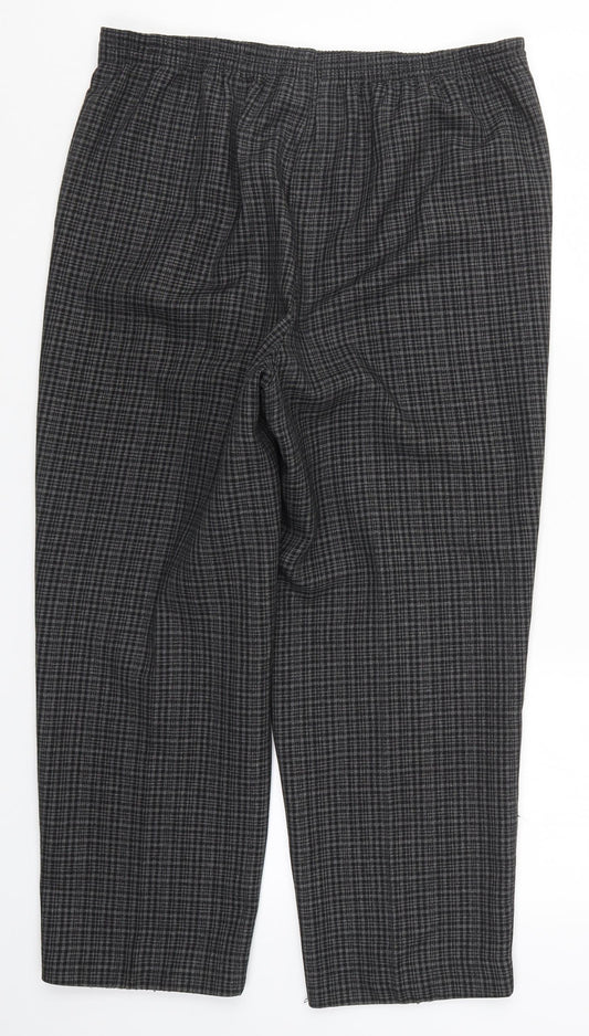 Bonmarché Womens Grey Check Trousers Size 12 L24 in