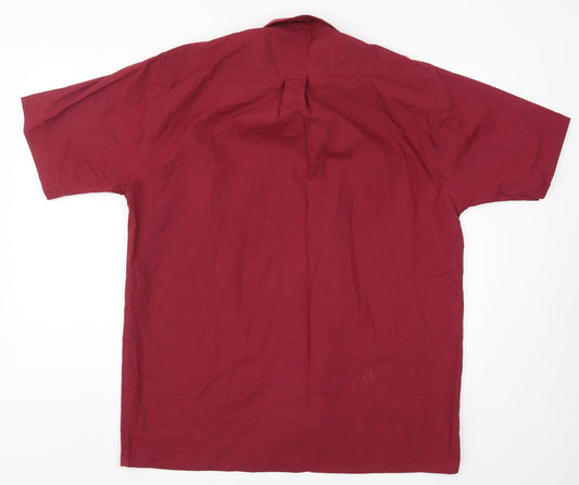 Tom Hagan Mens Red Button-Up Size L - Burgundy