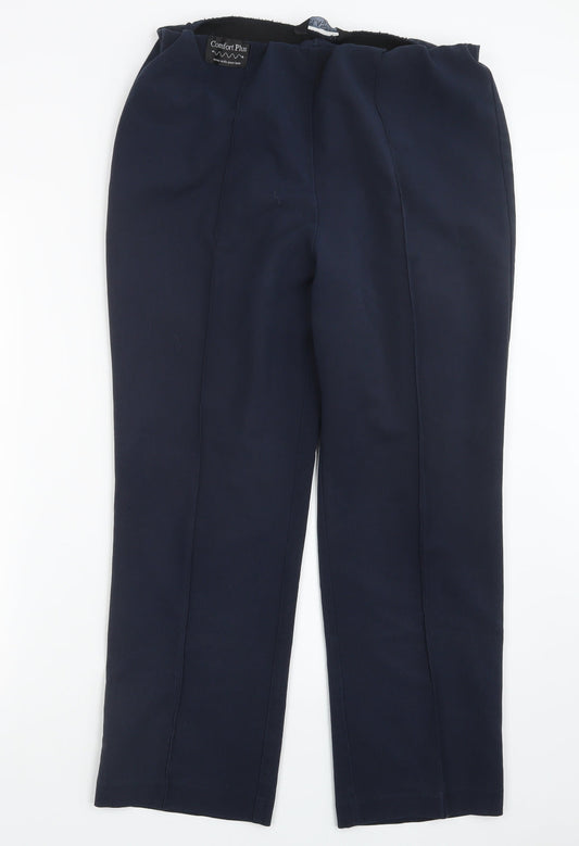 Womens UK Size 14 Classic Regular Fit Blue Trousers