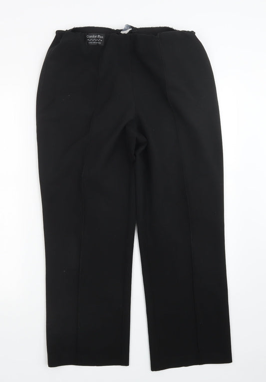 Womens UK Size 14 Classic Regular Fit Black Trousers