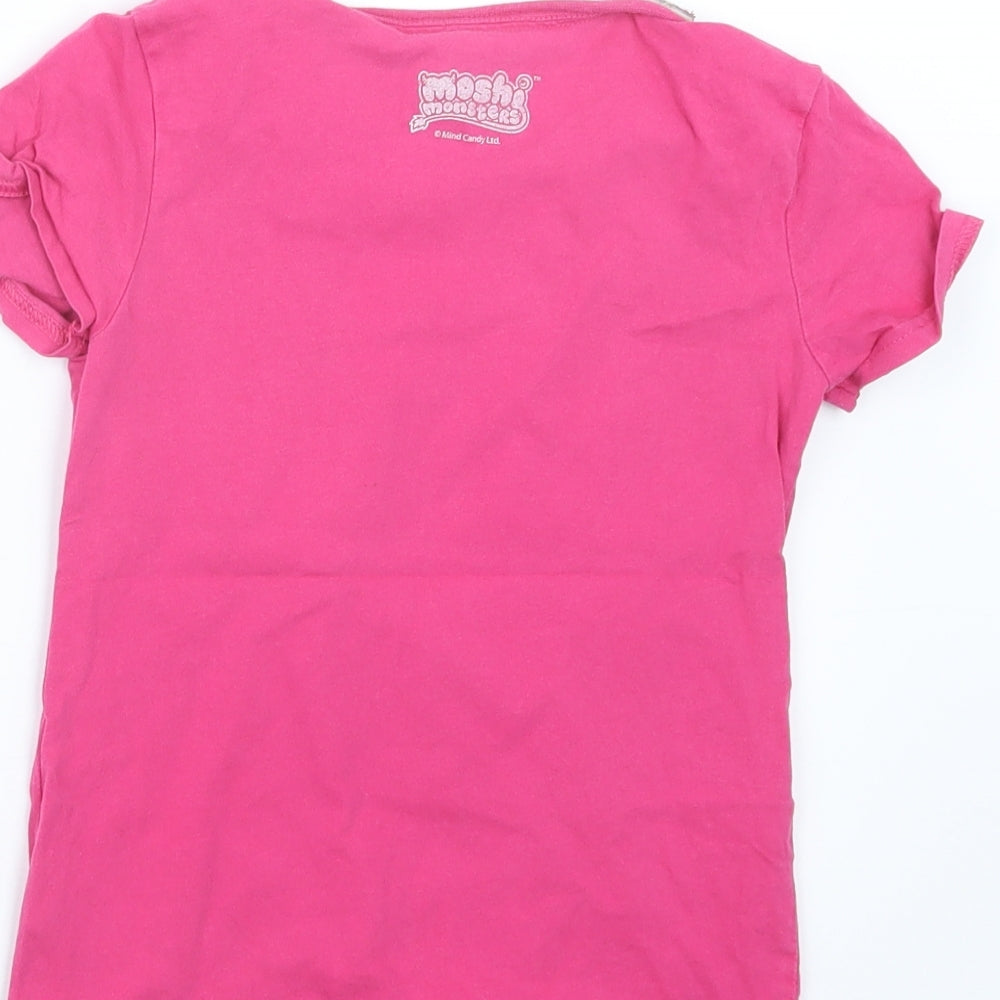 F&F Girls Pink Basic T-Shirt Size 7-8 Years - Moshi Monsters