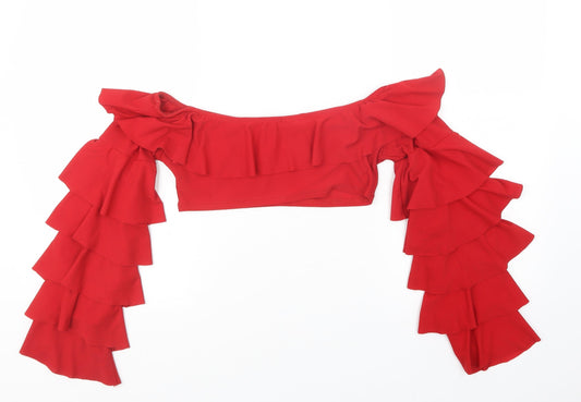 I SAW IT FIRST Womens Red Cropped T-Shirt Size 6