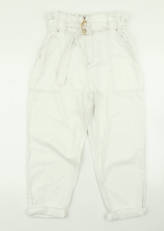 Womens UK Size 10 River Island Regular Fit Straight White Jeans