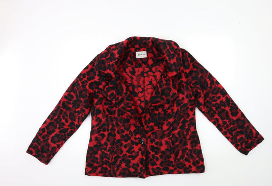 Soon Womens Red Floral Overcoat Coat Size 14