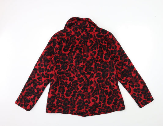 Soon Womens Red Floral Overcoat Coat Size 14