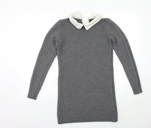 Additional front view of Atmosphere women’s grey knit jumper dress, size UK 8