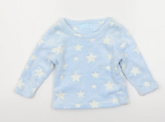 Glow in the Dark Boys Blue Geometric Microfibre Pyjama Top Size 2-3 Years - Stars