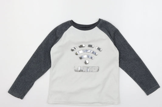 Primark Boys White Geometric Fleece Pyjama Top Size 7-8 Years - In the zone