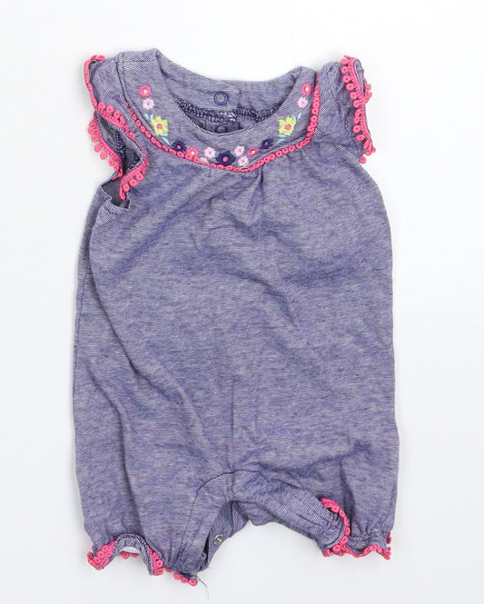 F&F Girls Blue Striped Babygrow One-Piece Size 3-6 Months