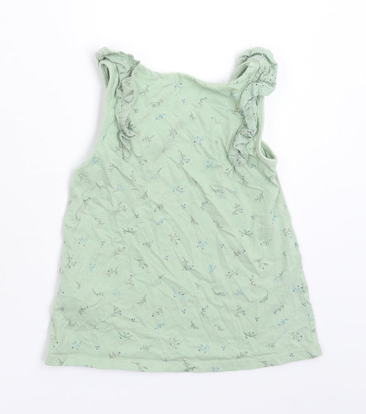 NEXT Girls Green Floral Basic Tank Size 5-6 Years