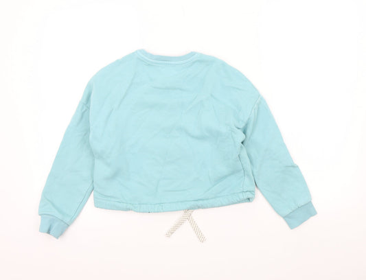 M&S Girls Blue Colourblock Pullover Sweatshirt Size 9-10 Years