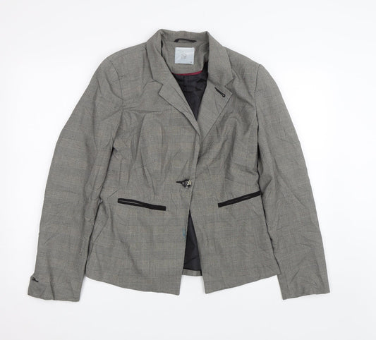 Tu Womens Grey Check Jacket Suit Size 12