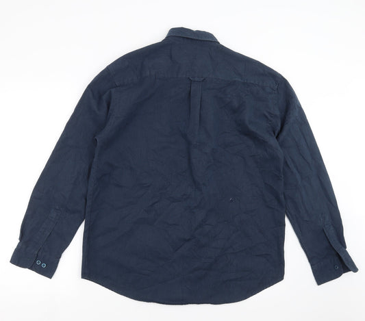 Mens UK Size M Disciple Blue Button-Up Long Sleeve Casual Shirt