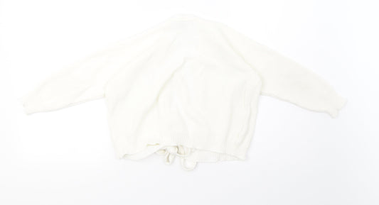 tappers and pointers Womens White Knit Cardigan Jumper Size 12 - cropped