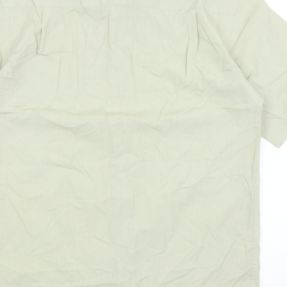 Mens UK Size 14.5 BHS Green Button-Up Short Sleeve Casual Shirt