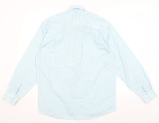 Mens UK Size 15.5 BHS Blue Button-Up Long Sleeve Casual Shirt