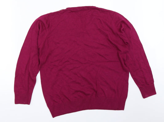 Isle Womens Purple Pullover Jumper Size M