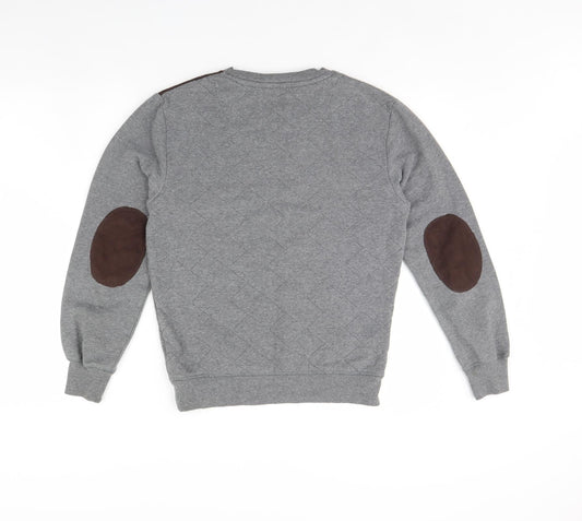 Blue Inc Mens Grey Pullover Jumper Size XS - Elbow pads