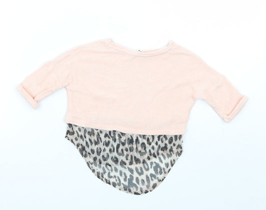 Mini Club Girls Pink Animal Print Basic T-Shirt Size 0-3 Months