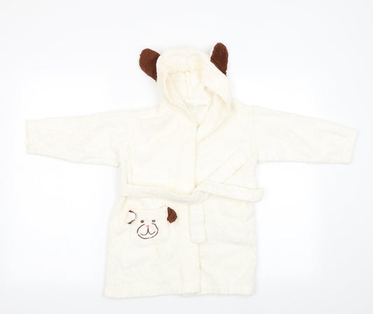IRS Needs Boys Ivory Animal Print Gown Size 2-3 Years - Dog on pocket and ears on hood