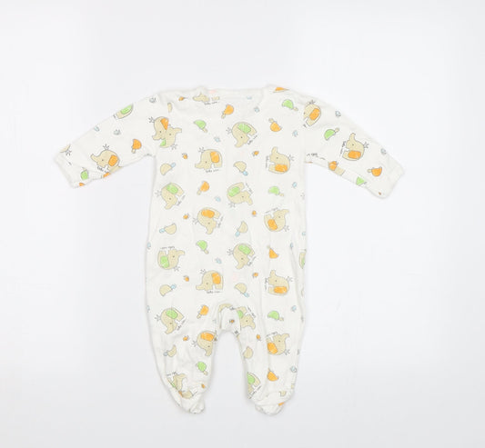 Bonjour Bebe Baby White Geometric Babygrow One-Piece Size 3-6 Months - Elephant