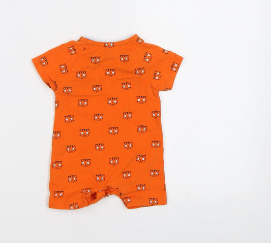 Mothercare Baby Orange Geometric Babygrow One-Piece Size 0-3 Months - Tiger print