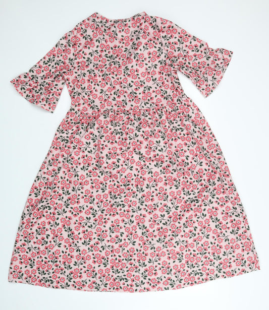 Preworn Womens Pink Floral A-Line