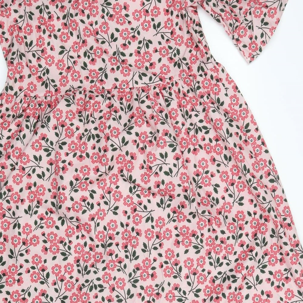 Preworn Womens Pink Floral A-Line