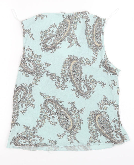 Editions Womens Green Paisley Basic Tank Size 14