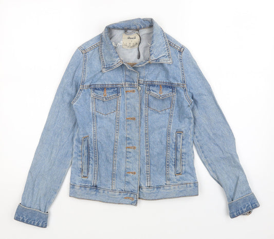 Denim CO Womens Blue Animal Print Denim Jacket Size 4