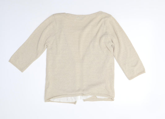 Mia Moda Womens Beige Knit Pullover Jumper Size S
