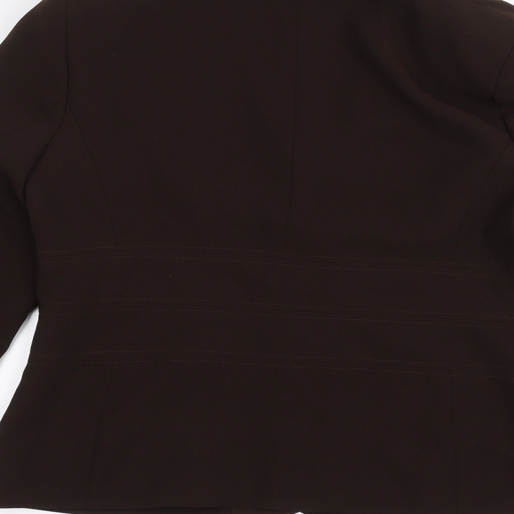 Brand and care label for Papaya women’s brown jacket, size UK 14