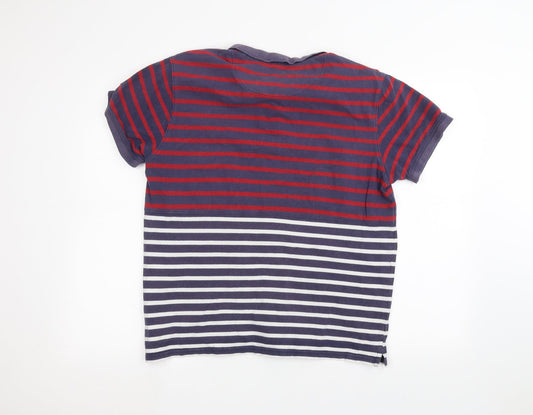 Easy Mens Blue Striped Polo Size L