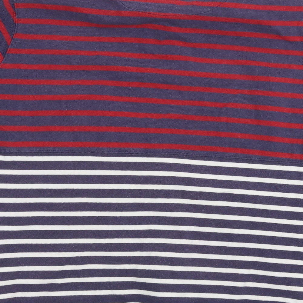 Easy Mens Blue Striped Polo Size L