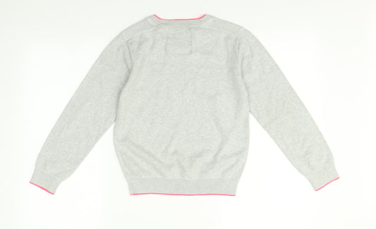 NEXT Girls Grey Striped Jumper Size 9 Years