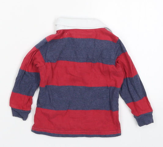 Marks Boys Red Striped Basic Polo Size 9-12 Months - 12